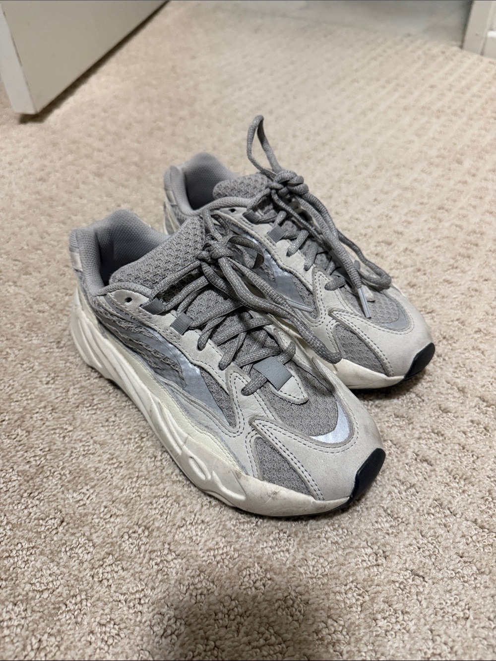 Yeezy Wave Runner Style Athletic Sneakers in Light Gray